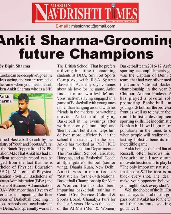 It was an honour to be featured in The Navdrishti Times for our work in grooming future champions. This article highlights our coaching philosophy and our commitment to the holistic development of young basketball players in New Delhi.