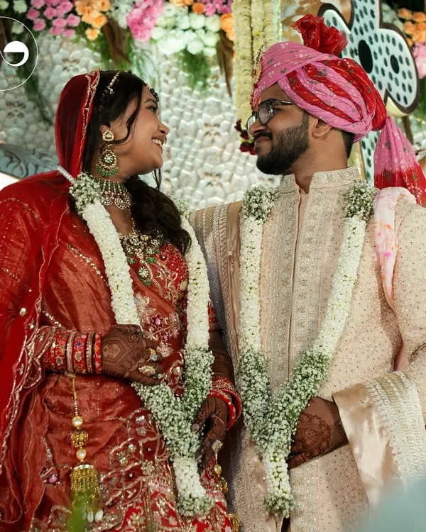 Capturing the quiet, loving gaze between the bride and groom right after the ceremony. It's these soulful moments, amidst all the grandeur, that truly define a wedding day.