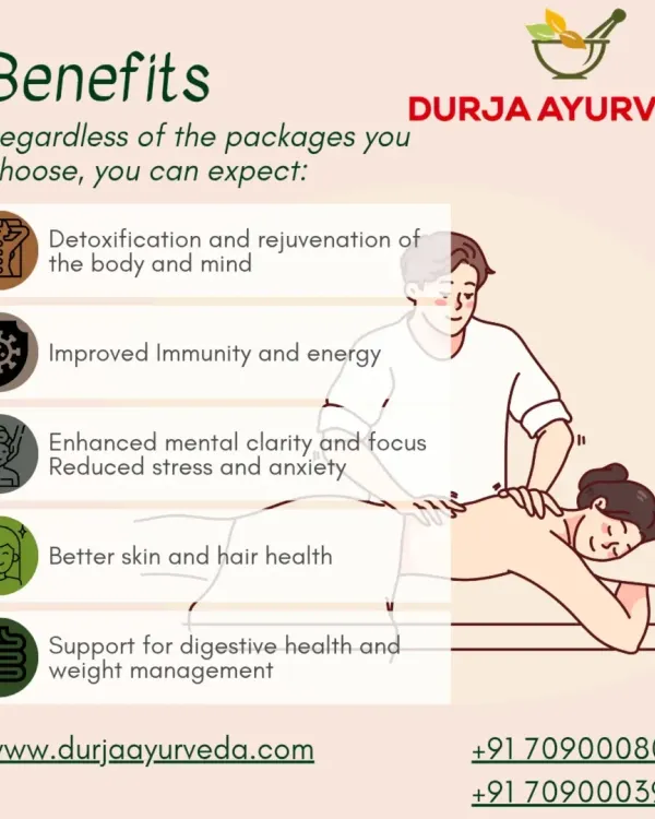 Regardless of the package you choose, our Ayurvedic treatments deliver core benefits. Expect detoxification, improved immunity, enhanced mental clarity, better skin and hair, and support for digestive health.