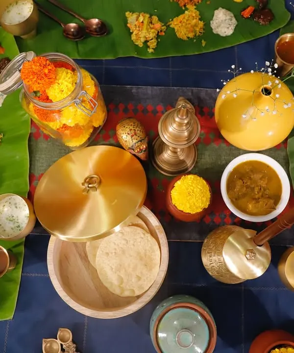 This is what home feels like on a banana leaf. A vibrant spread where every dish tells a story, from the tangy pickles to the rich curries and fluffy red rice. This is the Sadya experience I bring to your table, a celebration of flavour, tradition, and togetherness.