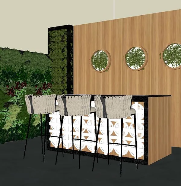 This is a 3D design for a terrace bar area in Gurgaon. Visualizing the project this way allows my clients to see the layout, materials, and overall vibe before we even start building.