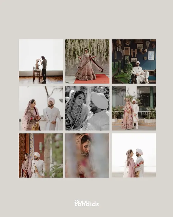 A mood board capturing the essence of Ashima and Gurpreet's beautiful Sikh wedding. From getting ready to candid portraits, it’s a collage of quiet, happy moments.