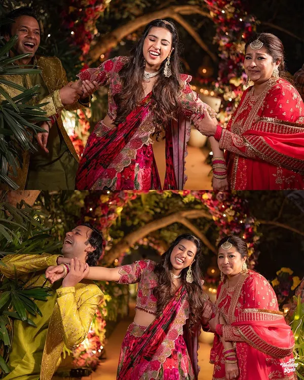 The pure, unscripted fun of a Sangeet, with the bride and her family sharing a laugh and a dance. These are the candid moments I live to capture.