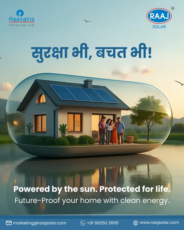 सुरक्षा भी, बचत भी! We believe in providing energy solutions that offer both safety for your family and savings for your future. Future-proof your home with clean, reliable solar power. 🌞