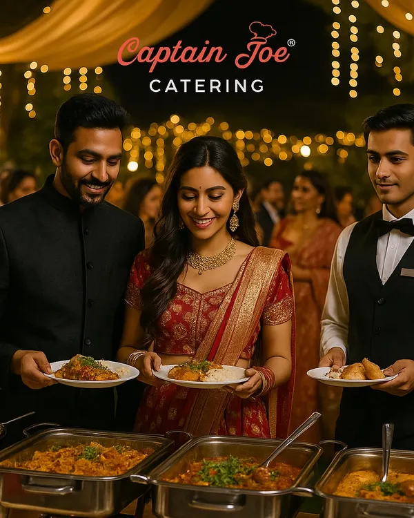 This is the moment I work for: seeing you and your guests enjoy a beautiful meal together. Here, a happy couple is served at an elegant wedding reception, showing the seamless service and delicious food that are the hallmarks of my catering.
