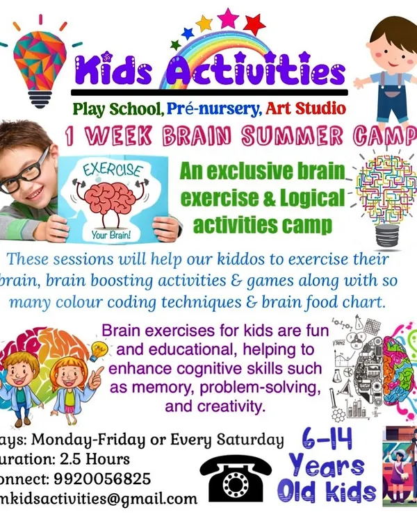 Our Brain Summer Camp is an exclusive program filled with brain exercises, logical activities, and color-coding techniques. We help kids enhance cognitive skills like memory and creativity in a fun, educational setting.