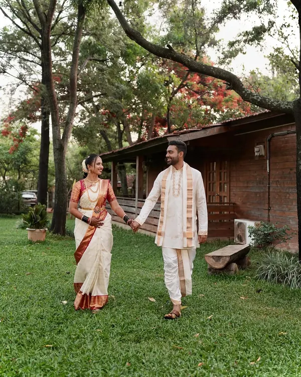I love being a part of a couple's special journey. For this pre-wedding shoot, I created a timeless South Indian look for the bride that was natural, comfortable, and lasted all day through the outdoor shoot.