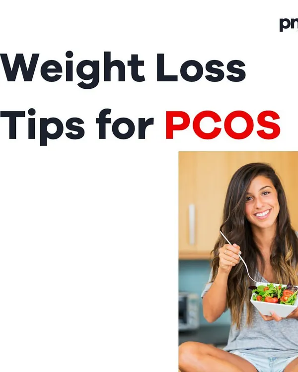 A comprehensive carousel on weight loss tips for women with PCOS. It explains that while hormonal imbalances make it challenging, focusing on nutrient-dense foods, PCOS-friendly exercises like yoga and strength training, and self-love can lead to success.