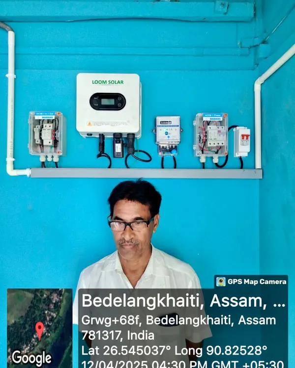 A happy customer in Bedelangkhaiti, Assam, with his new 3kW Ongrid Solar System. We are proud to power progress across Assam, making clean energy accessible and affordable for every home and business.
