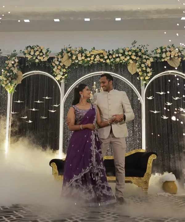 I love creating those picture perfect moments for your grand entrance. Here, I used cold pyro sparklers and low fog effects to make the couple's sangeet entry feel like a scene from a movie.