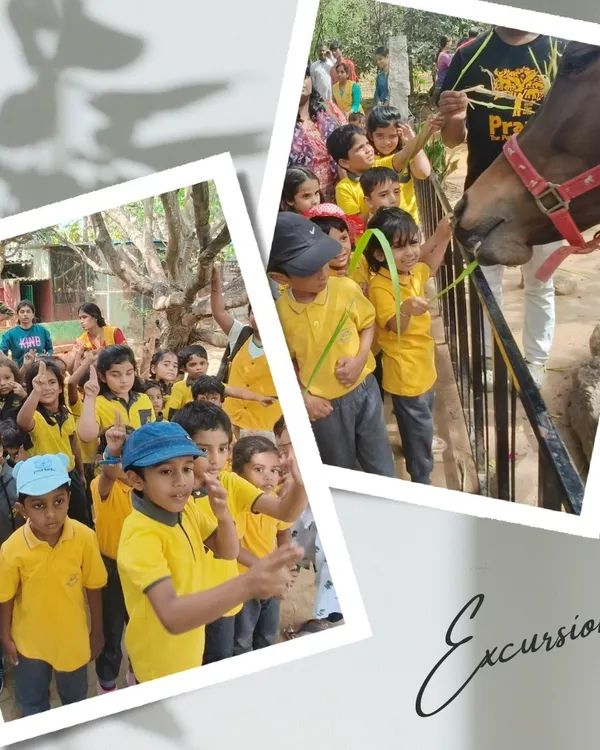 Children excitedly feed a horse at the Prani Pet Sanctuary. This field trip provided a memorable, hands-on lesson in caring for animals and understanding their needs.