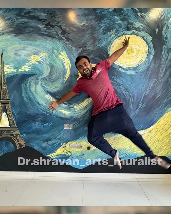 This was a dream project for me. I created my own version of Van Gogh's "Starry Night," adding the Eiffel Tower to personalize it for the client. It's a joy to bring such a famous masterpiece into someone's home.