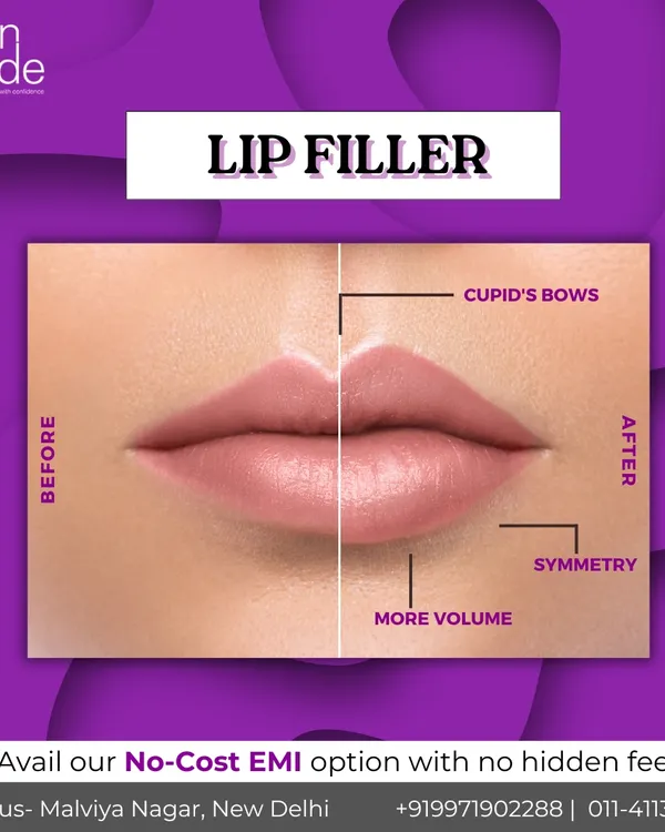 A look at the beautiful, natural-looking results of our lip filler treatment. This before and after comparison highlights how we enhance volume, define the cupid's bow, and create better symmetry for a balanced and confident smile. Our goal is always to enhance your unique features.