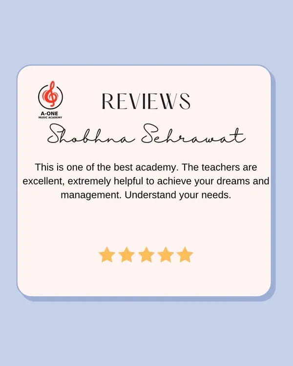 A wonderful review from Shobhna, who highlights our excellent teachers and helpful management. I work hard to understand and meet every student's needs.