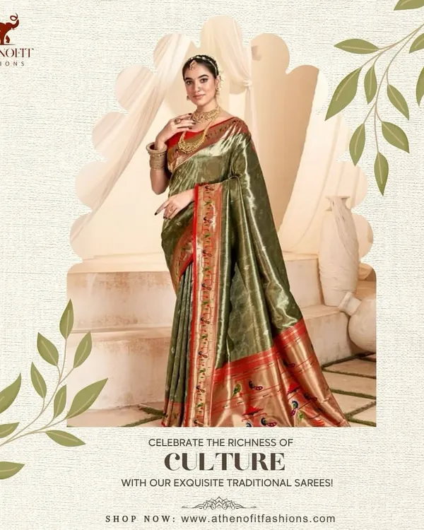 Celebrate the richness of culture with my exquisite traditional Paithani silk sarees. Each thread is woven with love and heritage, from the vibrant peacock motifs to the shimmering zari pallu.
