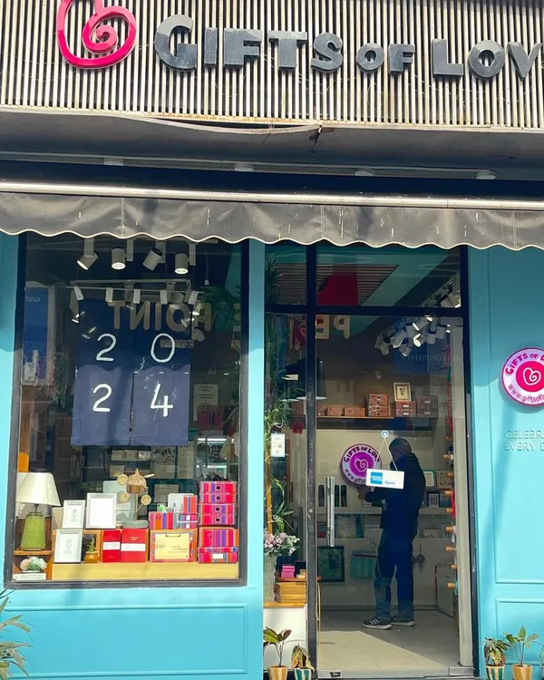 Our little store in Galleria Market, Gurgaon, on a bright and sunny day. We hand-painted this Japanese-style Noren curtain to welcome in 2024 with our love for all things stationery and zen.