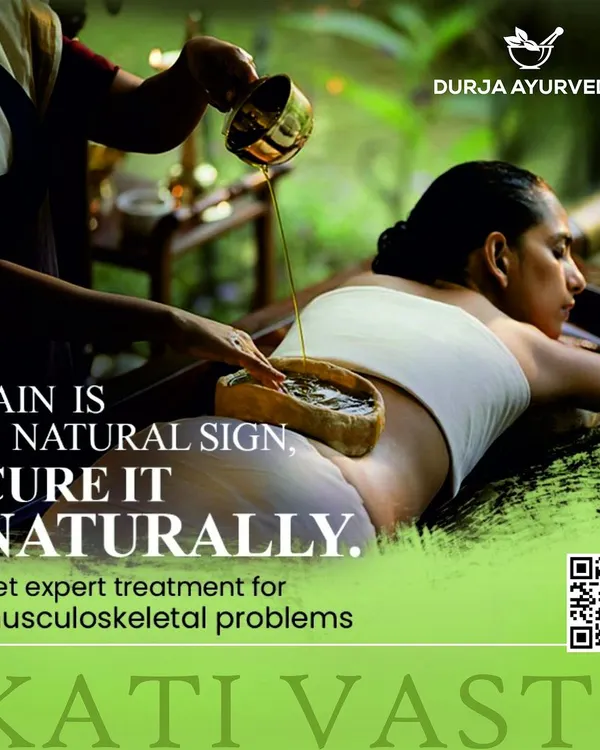 This is Kati Vasti, a specialized warm oil treatment focused on the lower back. It is one of our most effective therapies for relieving chronic back pain, sciatica, and lumbar spondylosis by deeply nourishing the nerves and relaxing the muscles.