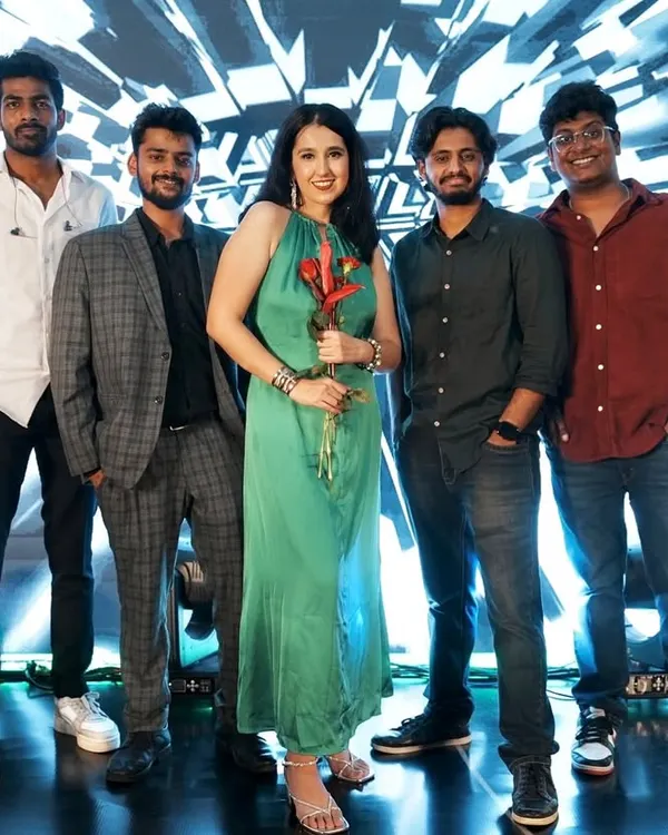 The Sarah Collective after a fantastic show in Hyderabad. This is my amazing 5-piece band: vocals, guitar, bass, keyboard, and drums.