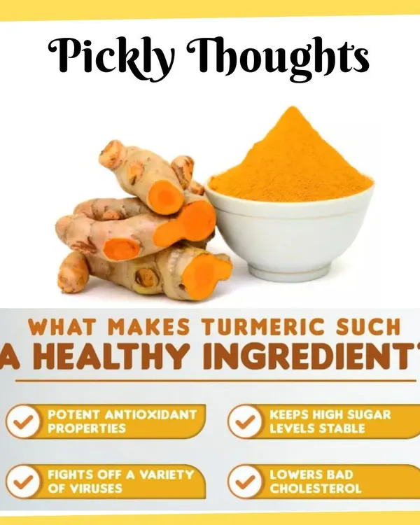 A 'Pickly Thought' on turmeric. I use fresh, raw turmeric in some of my pickles because it is a powerful antioxidant and has many health benefits, from fighting viruses to helping manage blood sugar.