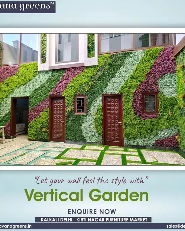 Let your wall feel the style. This building's exterior was completely transformed with a custom artificial vertical garden. The flowing design with different colors and textures turns a plain facade into a living piece of art.