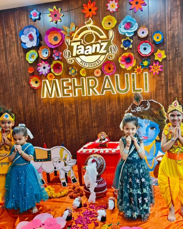 Our little Radhas and Krishnas posing during our Janmashtami celebrations. We love seeing the kids dressed up and embracing the festive spirit.