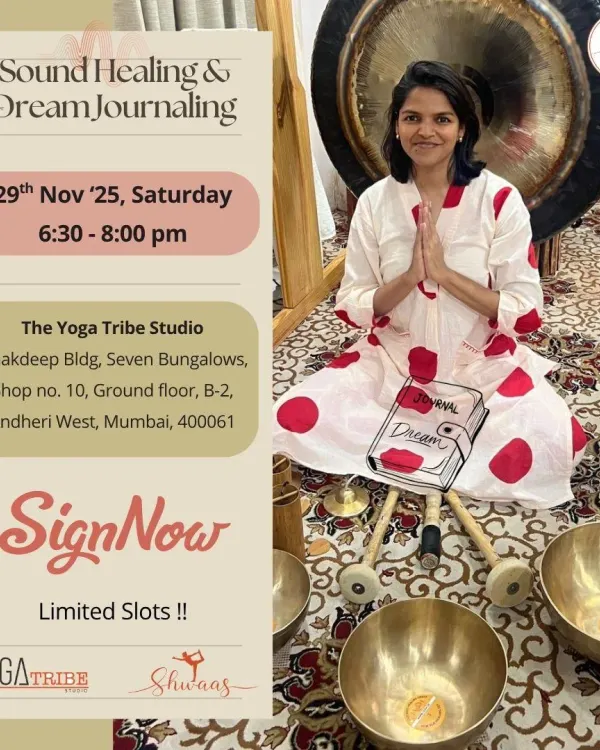 An invitation to our Sound Healing and Dream Journaling workshop, a special session designed for deep relaxation and self-exploration.