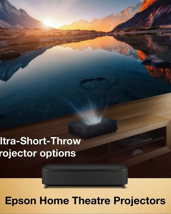 Space constraints are no longer an issue with ultra-short-throw (UST) projectors. This Epson model sits on a console just inches from the wall and projects a massive, sharp 4K image, giving you a cinema-sized screen in any living room.