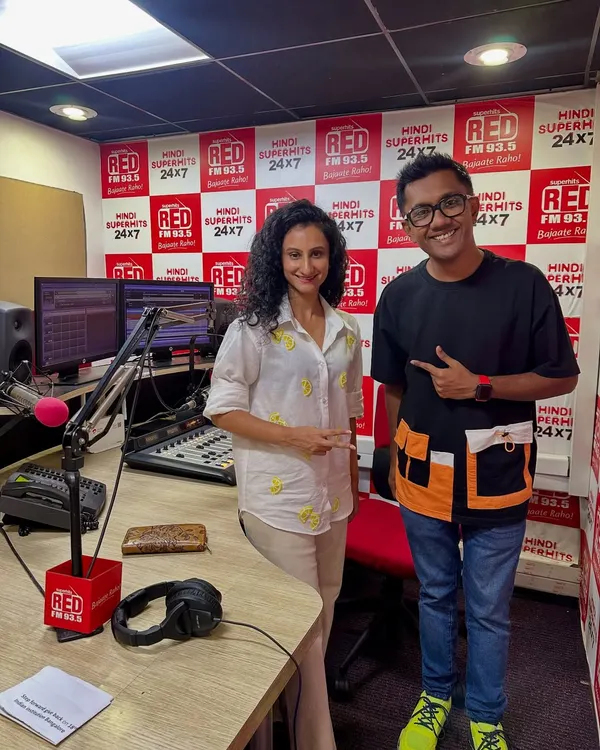 With RJ Julius Sharma at the Red FM studio in Bangalore after our conversation about healing through food and my upcoming meal subscription service.
