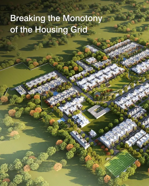 This aerial view of AIPL Dream City NXT in Amritsar captures our core belief: large-scale housing should not be monotonous. We intentionally break the rigid grid with staggered plots and varied housing layouts to create a visually dynamic and human-scaled community.