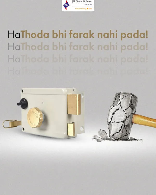 We mean it when we say our locks are tough. 'Ha Thoda bhi farak nahi pada!' This image says it all. Our premium manual locks are made to withstand force and provide security you can rely on.