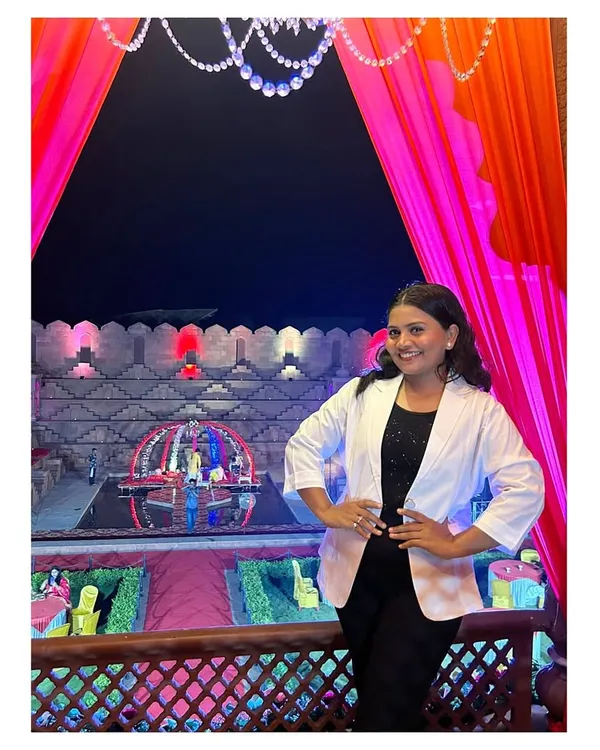 This is me, Supriya, on-site at a grand wedding event. I personally oversee the details to ensure everything is perfect. My motto is "Do it with passion or not at all."