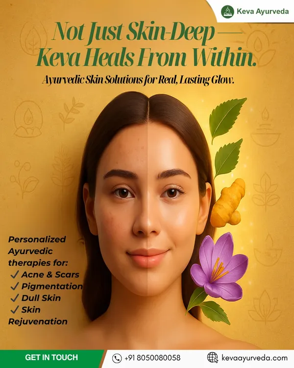 Our approach to skincare is not just surface deep; we focus on healing from within for a real, lasting glow. We create personalized Ayurvedic therapies to address the root cause of concerns like acne, scars, pigmentation, and dullness, helping you achieve true skin rejuvenation.