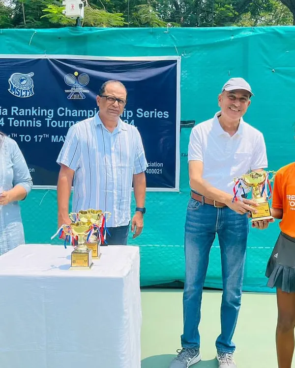 We are incredibly proud of our champion Eshal Pathan, seen here receiving her winner's trophy at the U14 All India Tennis Association Championship Series in Mumbai. Her dominant performance, losing only four games across five matches, showcases the competitive edge our training provides.