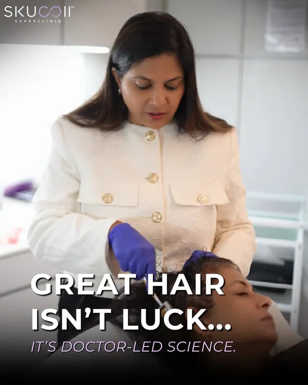 Great hair is not a matter of luck, it is the result of doctor-led science. Here, I am personally administering a targeted hair treatment, ensuring every step is precise and tailored to the client's specific hair loss pattern and goals.