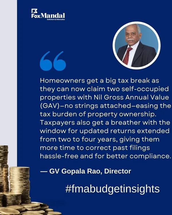 Our Director of Tax Advisory, Gopala Rao, a retired IRS officer, shares his perspective on proposed budget changes for homeowners. We provide expert analysis on how new tax laws, such as changes to Gross Annual Value (GAV) for self occupied properties, can directly impact your personal finances and property investments.