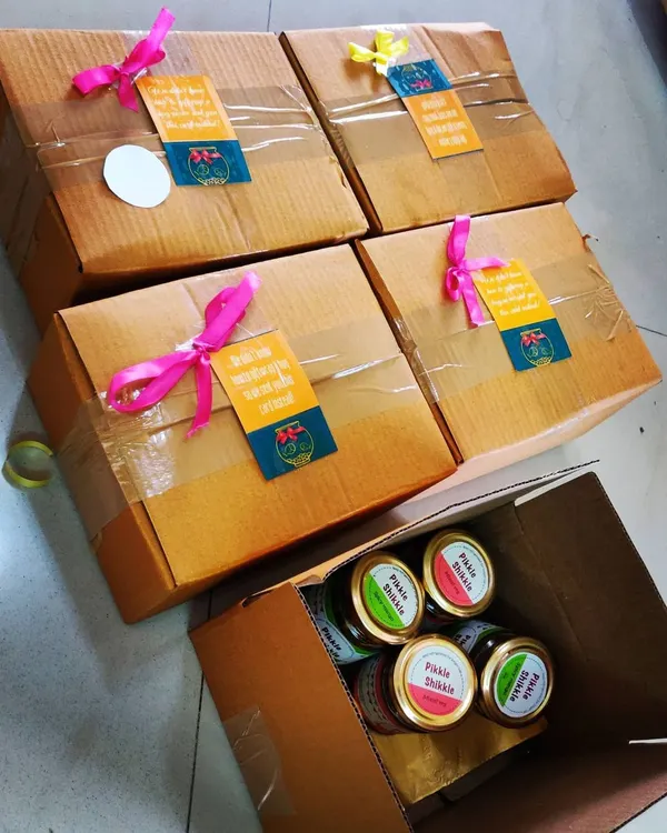 Here are some of our gift boxes, all packed and ready to be shipped. We add a little ribbon to make each delivery feel like a special present.