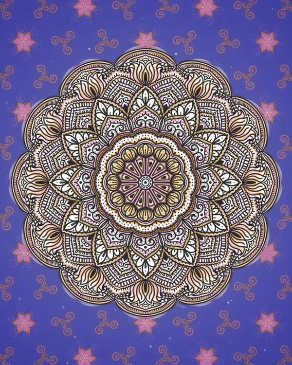 Getting back to creating mandalas always feels like coming home. This piece, with its warm tones set against a calming purple, was my first creation of the new year, setting an intention for peace and creativity.
