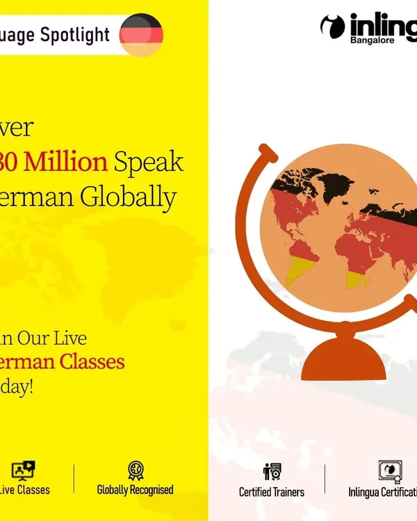 With over 130 million speakers globally, German is a language of opportunity. This graphic highlights its importance in global industries and education, inviting you to join our live classes and unlock career paths across the world.