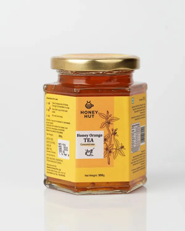 A standard e-commerce product shot on a pure white background. This is the front view of a Honey Orange Tea jar, captured with clean lighting to ensure the label is perfectly readable.