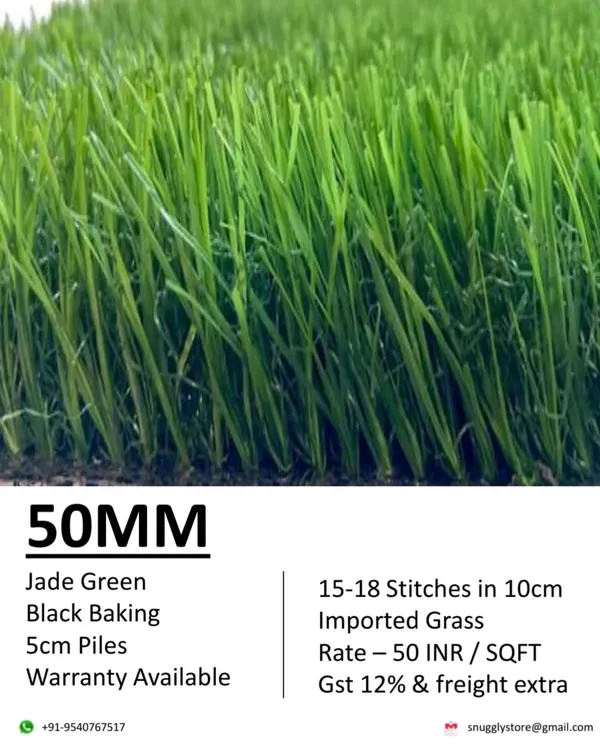 Our 50mm Jade Green grass. With a 5cm pile height, this is our most luxurious and lush option, perfect for creating a deep, soft lawn feel.