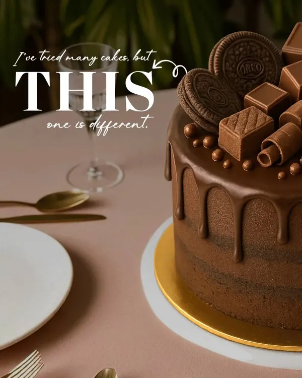 This one hits different. A rich chocolate drip cake topped with a mountain of Oreos and chocolate bars, perfect for when you need a truly next-level chocolate fix.
