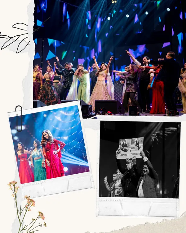 A collage showing the grand family finale, with everyone on stage celebrating together. These are the moments we live for!