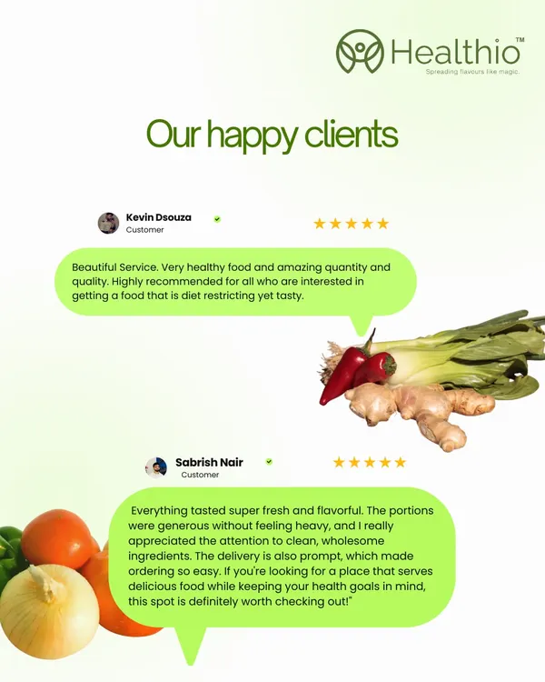More love from our happy clients. These reviews highlight our "beautiful service," "very healthy food," and "generous quantity," praising our fresh, flavorful, and wholesome ingredients.