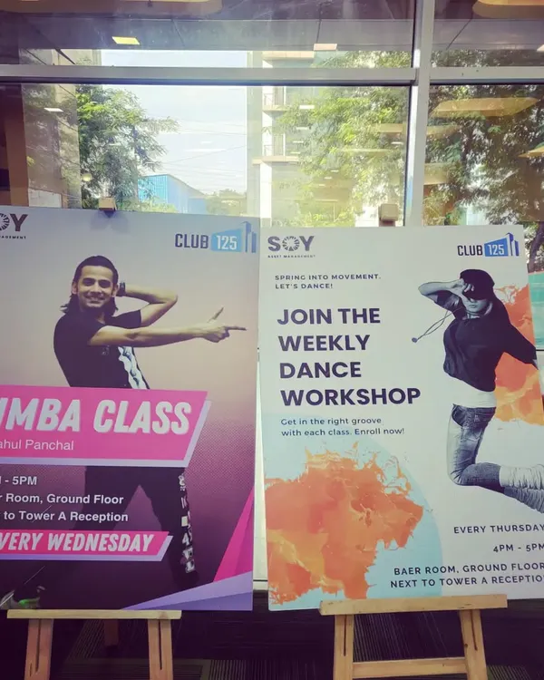 This is how we get the word out. I work with companies like SOY Asset Management to create ongoing weekly Zumba and dance workshops, building a culture of wellness over time.