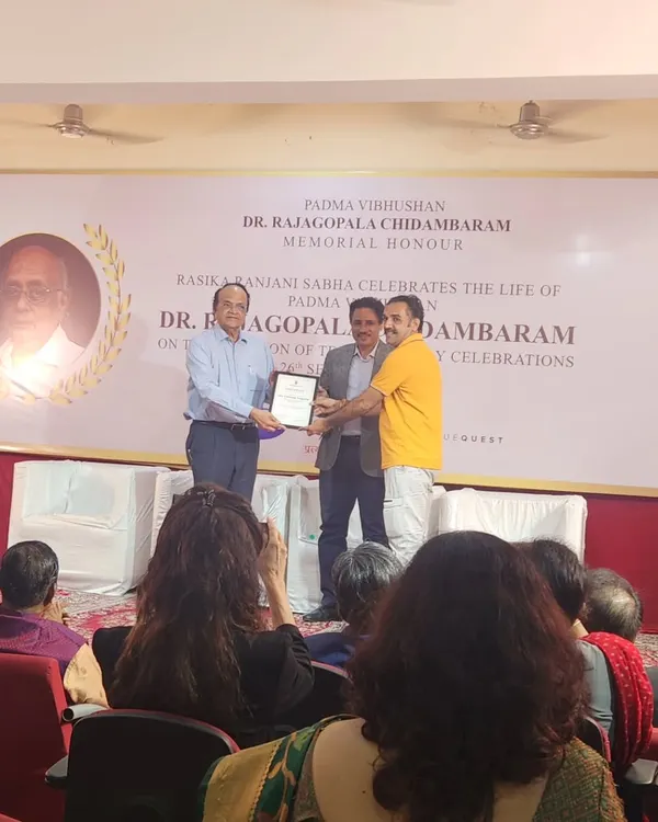 It was an honor to receive the Padma Vibhushan Dr. Rajagopala Chidambaram Memorial Honour for my work in the field of Indian arts.