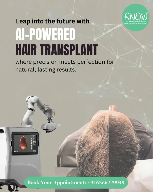 This is the future of hair restoration, available at my clinic. My AI-powered hair transplant uses robotics to ensure each follicle is placed with unmatched precision, creating a hairline that is dense, natural, and perfectly suited to you.