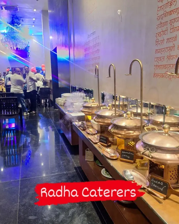 This is the kind of beautiful, organized buffet spread we bring to your event. Notice the traditional copper and brass serving dishes, which we use to give every party that special, elegant feel.