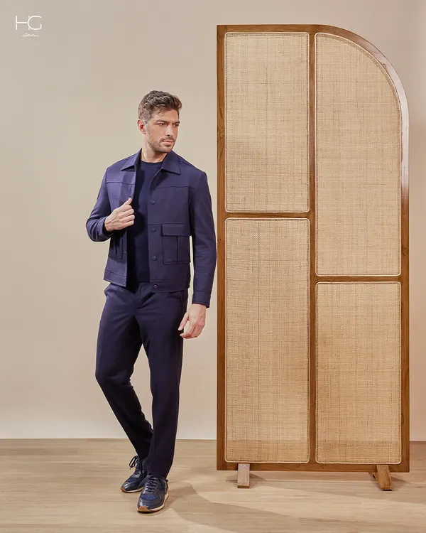 The perfect balance of style and ease. This monotone navy co-ord set is undeniably sharp and versatile enough to become a staple in your wardrobe for an airport look or an after-party.