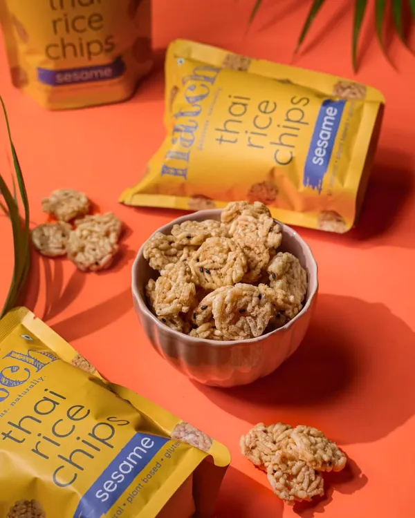 For this packaged snack shoot, I used a vibrant, color-blocked background to make the product pop. The styling is clean and modern, showing how I create eye-catching images for brands that want to stand out.