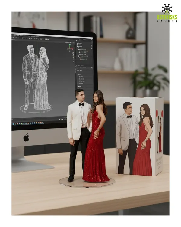 Turning a glamorous photo into a forever keepsake. We help our clients create these amazing 3D personalized figures, a perfect memento from a special night.